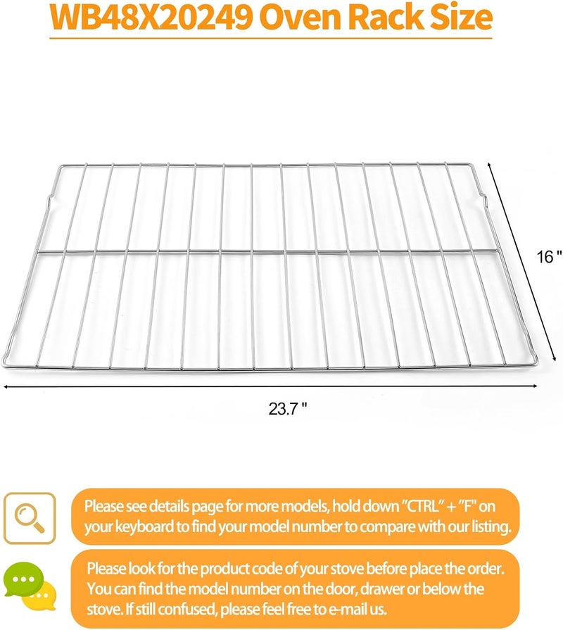 atgestore Upgraded WB48X20249 Oven Rack Replacement Parts for GE Stove Oven Parts, 23.7" x 16" Rack-flat for GE Range Oven Parts 304 Stainless Steel Oven Wire Rack Hotpoint Stove Parts Oven Rack 1 Pcs - Image 2